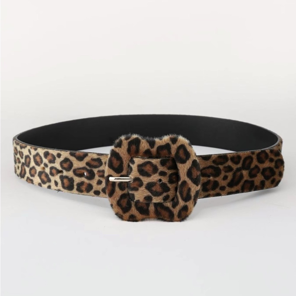 Leopard Print Belt Fashion Colorblock Leopard Print Plush Belt - Picture 2 of 4